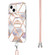 iPhone 15 Electroplating Splicing Marble Flower Pattern TPU Shockproof Case with Lanyard - Imperial Crown