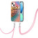 iPhone 15 Electroplating Pattern IMD TPU Shockproof Case with Neck Lanyard - Dream Chasing Butterfly