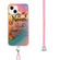 iPhone 15 Electroplating Pattern IMD TPU Shockproof Case with Neck Lanyard - Dream Chasing Butterfly