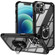 iPhone 15 TPU + PC Lens Protection Phone Case with Ring Holder - Black