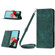 iPhone 15 Skin Feel Stripe Pattern Leather Phone Case with Lanyard - Green