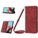 iPhone 15 Skin Feel Stripe Pattern Leather Phone Case with Lanyard - Red