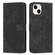 iPhone 15 Skin Feel Stripe Pattern Leather Phone Case with Lanyard - Black