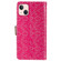 iPhone 15 Lace Pattern Double Button Zipper Leather Phone Case with Lanyard - Rose Red