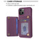 iPhone 15 BF25 Square Plaid Card Bag Holder Phone Case - Dark Purple