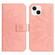 iPhone 15 Skin Feel Sun Flower Embossed Flip Leather Phone Case with Lanyard - Pink