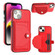 iPhone 15 Shockproof Leather Phone Case with Card Holder - Red