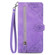 iPhone 15 Embossed Flower Zipper Leather Phone Case - Purple