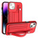 iPhone 15 Shockproof Leather Phone Case with Wrist Strap - Red