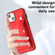 iPhone 15 Shockproof Leather Phone Case with Wrist Strap - Red