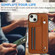 iPhone 15 Shockproof Leather Phone Case with Wrist Strap - Brown