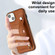 iPhone 15 Shockproof Leather Phone Case with Wrist Strap - Brown