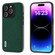 iPhone 15 ABEEL Cross Texture Genuine Leather Phone Case - Green