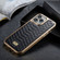 iPhone 15 Fierre Shann Python Texture Electroplating PU Phone Case - Black