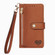 iPhone 15 Love Zipper Lanyard Leather Phone Case - Brown