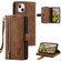 iPhone 15 Nine Card Zipper Bag Leather Phone Case with Lanyard - Brown