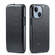 iPhone 15 Fierre Shann Oil Wax Texture Vertical Flip PU Phone Case - Black