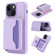 iPhone 15 RFID Anti-theft Detachable Card Bag Leather Phone Case - Purple