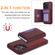 iPhone 15 RFID Anti-theft Detachable Card Bag Leather Phone Case - Wine Red