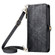 iPhone 15 Geometric Zipper Wallet Side Buckle Leather Phone Case with Crossbody Lanyard - Black