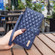 iPhone 15 Diamond Lattice Zipper Wallet Leather Flip Phone Case - Blue