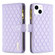 iPhone 15 Diamond Lattice Zipper Wallet Leather Flip Phone Case - Purple