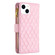 iPhone 15 Diamond Lattice Zipper Wallet Leather Flip Phone Case - Pink