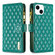 iPhone 15 Diamond Lattice Zipper Wallet Leather Flip Phone Case - Green