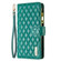 iPhone 15 Diamond Lattice Zipper Wallet Leather Flip Phone Case - Green