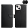 iPhone 15 Genuine Leather Fingerprint-proof Flip Phone Case - Black