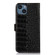 iPhone 15 Crocodile Top Layer Cowhide Leather Phone Case - Black