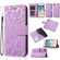 iPhone SE 2022 / SE 2020 / 7 / 8 Skin Feel Embossed Sunflower Horizontal Flip Leather Case with Holder & Card Slots & Wallet & Lanyard - Purple