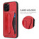 iPhone 12 Pro Max Fierre Shann Full Coverage Protective Leather Case with Holder & Card Slot - Red