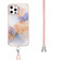 iPhone 12 Pro Max Electroplating Pattern IMD TPU Shockproof Case with Neck Lanyard - Milky Way White Marble