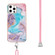 iPhone 12 Pro Max Electroplating Pattern IMD TPU Shockproof Case with Neck Lanyard - Milky Way Blue Marble