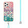 iPhone 12 Pro Max Electroplating Pattern IMD TPU Shockproof Case with Neck Lanyard - Colorful Scales