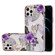 iPhone 12 Pro Max Electroplating Pattern IMD TPU Shockproof Case with Rhinestone Ring Holder - Purple Flower