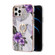 iPhone 12 Pro Max Electroplating Pattern IMD TPU Shockproof Case with Rhinestone Ring Holder - Purple Flower
