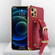 iPhone 12 Pro Electroplated TPU Crocodile Pattern Leather Case with Wrist Strap - Red