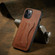 iPhone 12 Pro Max Fierre Shann Full Coverage Protective Leather Case with Holder & Card Slot - Brown