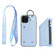 iPhone 12 Pro Max Detachable Zippered Coin Purse Phone Case with Lanyard - Blue