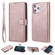 iPhone 12 Pro Max 2 in 1 Solid Color Detachable PU Leather Case with Card Slots & Magnetic Holder & Photo Frame & Wallet & Strap - Rose Gold