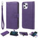 iPhone 12 Pro Max 2 in 1 Solid Color Detachable PU Leather Case with Card Slots & Magnetic Holder & Photo Frame & Wallet & Strap - Purple