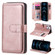 iPhone 12 Pro Max Multifunctional Magnetic Copper Buckle Horizontal Flip Solid Color Leather Case with 10 Card Slots & Wallet & Holder & Photo Frame - Rose Gold