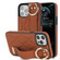 iPhone 12 Pro Max Non-slip Full Coverage Ring PU Phone Case with Wristband - Brown