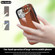 iPhone 12 Pro Max Non-slip Full Coverage Ring PU Phone Case with Wristband - Brown