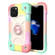iPhone 12 Pro Max Shockproof Silicone + PC Protective Case with Dual-Ring Holder - Colorful Rose Gold