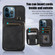 iPhone 12 Pro Max Zipper Card Bag Back Cover Phone Case - Black
