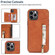 iPhone 12 Pro Max Zipper Card Holder Phone Case - Brown