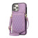 iPhone 12 Pro Max Rhombic Texture RFID Phone Case with Lanyard & Mirror - Purple